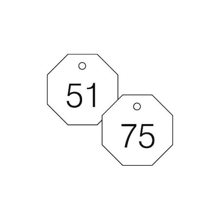 Accuform Engraved Numbered Tags, HS-Laminate, 3 in W, 25 PK TDG824WT